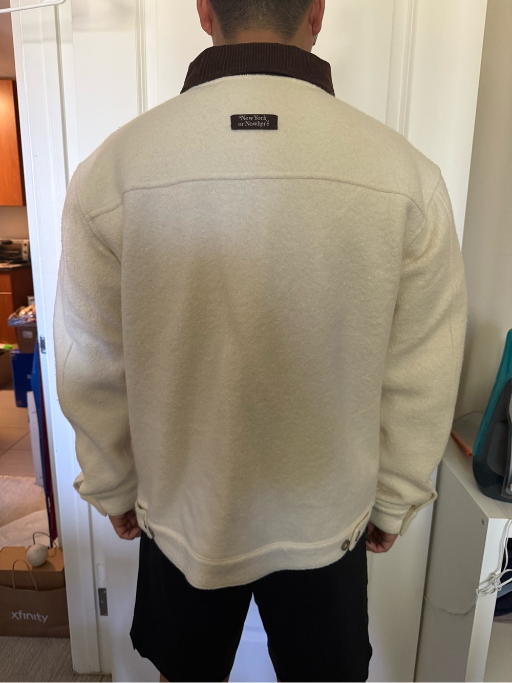 NWOT- New York or Nowhere (NYON) Zip-Up Jacket with Brown Trim - Picture 3 of 5